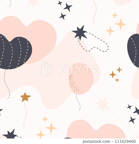 Bohemian baby pattern. Seamless baby pattern in boho style. 111029400