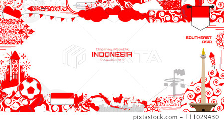 Happy Independence Day of Indonesia, illustration background design, country theme 111029430