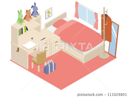 Isometric girl's room Isometric girl's room 111029801