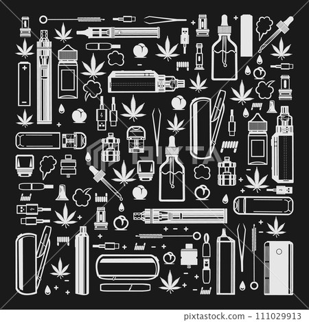 vape seamless doodle pattern black and white 111029913