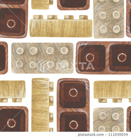 Constructor seamless Pattern. Watercolor illustration of Wooden Toys. Hand drawn on white isolated Background. Drawing of designer for children. Painting of building blocks. Ornament for baby prints Constructor seamless Pattern. Watercolor illustration of Wooden Toys. Hand drawn on white isolated Background. Drawing of designer for children. Painting of building blocks. Ornament for baby prints 111030034