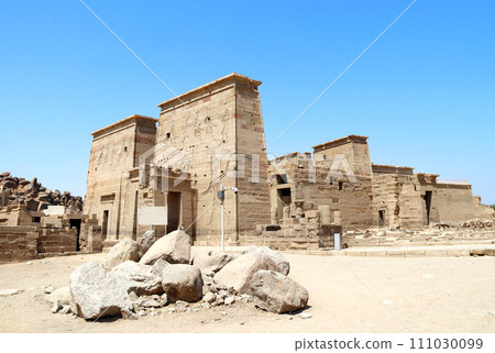Philae temple in Aswan on the Nile, Egypt, North Africa. Temple of Isis on Agilkia Island (Philae) 111030099