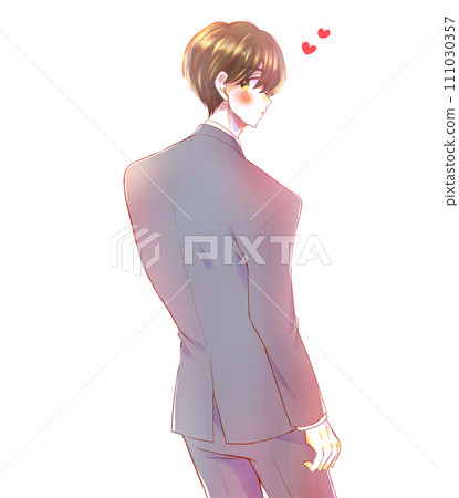 A male office worker in a suit turns around Koi 111030357