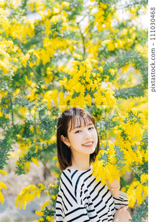 Mimosa and young woman Mimosa and young woman 111030468