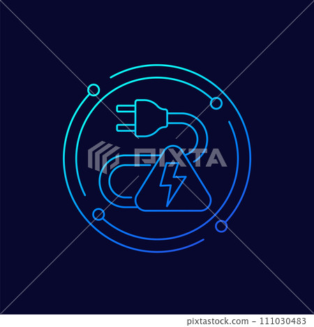 electric plug and electricity icon, linear design 111030483