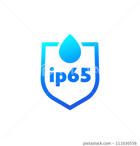 ip65 standard, waterproof icon with a shield ip65 standard, waterproof icon with a shield 111030556