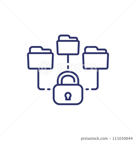 locked folders line icon on white locked folders line icon on white 111030644