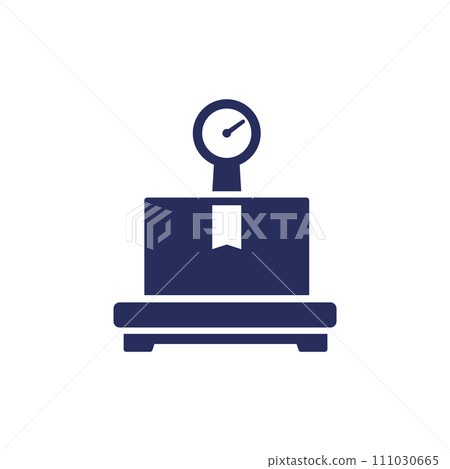 box, package and scales icon on white 111030665