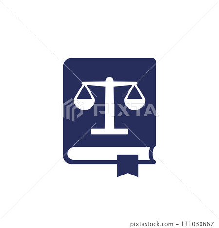 Legal book, law education icon on white Legal book, law education icon on white 111030667