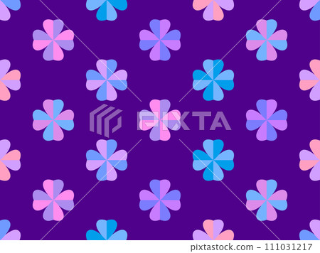 Seamless pattern with clovers for St. Patrick's Day. Multi-colored four-leaf clover in green color, symbol of good luck. Background for promotional products, cards and prints. Vector illustration 111031217