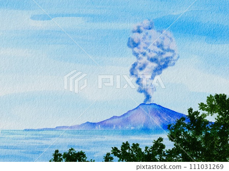 鹿兒島縣櫻島水彩畫 鹿兒島縣櫻島水彩畫 111031269
