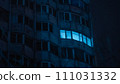 Multistory soviet building at the night with blue light  111031332