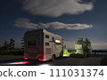 A camper van with a starry sky in the background at Shibu Pass, the highest point on the national highway 111031374