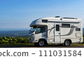 Camper car standing at Lake Mashu Observation Deck on a clear day 111031584