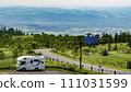 Camper car standing at Lake Mashu Observation Deck on a clear day 111031599