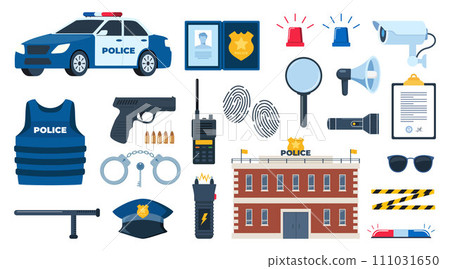 White safety security video spy camera. Equipment for watch and recording hidden on street building wall. Realistic header concept for protect and observe privacy. Vector illustration. 111031650