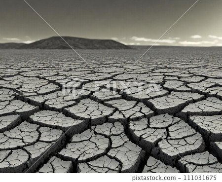 Dry, cracked and barren earth (AI generated image) 111031675