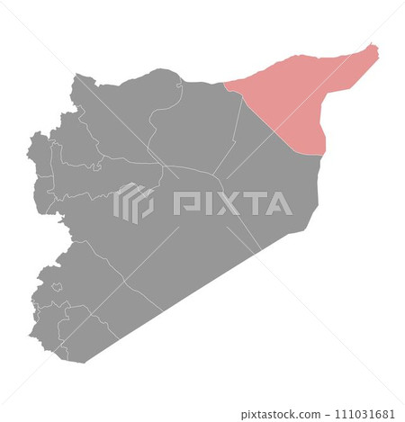 Al Hasakah Governorate map, administrative division of Syria. Vector illustration. Al Hasakah Governorate map, administrative division of Syria. Vector illustration. 111031681