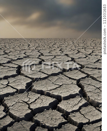 Dry, cracked and barren earth (AI generated image) 111031683