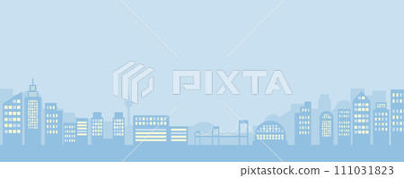 Landscape of urban buildings. Vector illustration of buildings, towers, bridges, etc. Landscape of urban buildings. Vector illustration of buildings, towers, bridges, etc. 111031823