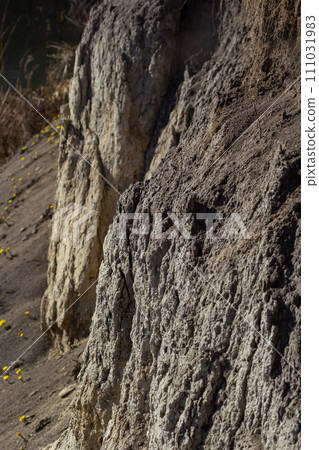 Natural background. Patterns on the surface of the earth. Earth texture. Sand quarry. Quarry clay 111031983