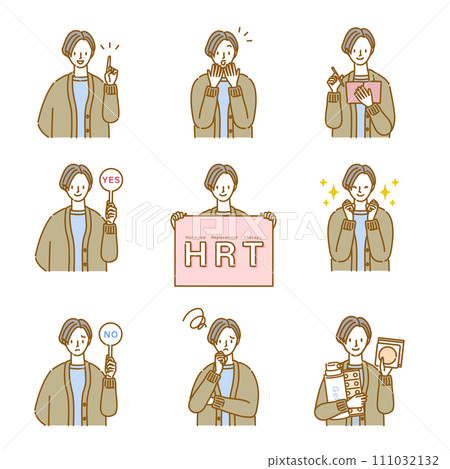 Pose set for women involved in hormone filling therapy 111032132