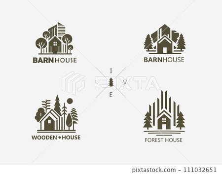 Design elements for icon, emblem for Wooden house, barn house 111032651