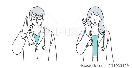 Illustration of male and female doctors with stethoscope 111033429