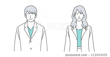Illustration of a doctor wearing a white coat Illustration of a doctor wearing a white coat 111033435