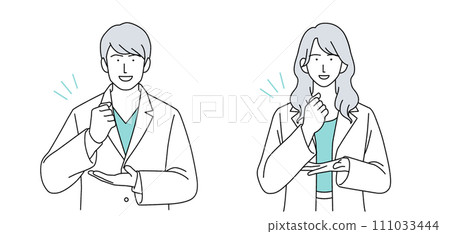 Illustration of a doctor wearing a white coat 111033444
