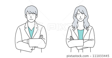 Illustration of a doctor wearing a white coat Illustration of a doctor wearing a white coat 111033445
