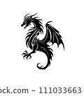 Dragon silhouette icon isolated on white background.Emblem design.Dragon logo design vector template. Creative illustration concept 111033663