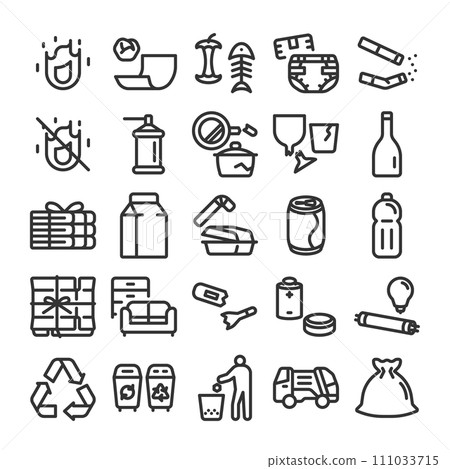 Garbage and waste collection recycling icon set 111033715