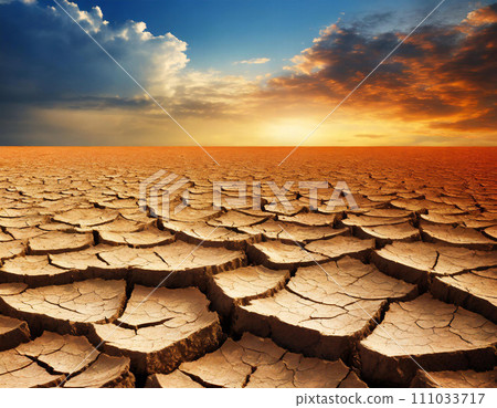 Dry and cracked earth (AI generated image) 111033717