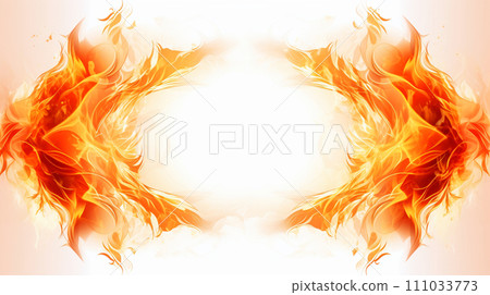 Blazing flame frame material white background AI image Blazing flame frame material white background AI image 111033773