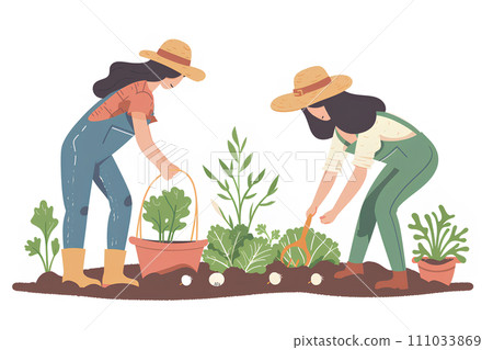 A person working on a farm. There are many vegetables-2 A person working on a farm. There are many vegetables-2 111033869