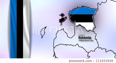 happy independence day of estonia, combination map and flag design happy independence day of estonia, combination map and flag design 111033930