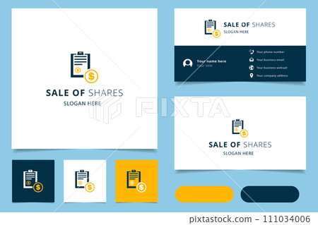 Sale of shares logo design with editable slogan. Branding book and business card template. Sale of shares logo design with editable slogan. Branding book and business card template. 111034006