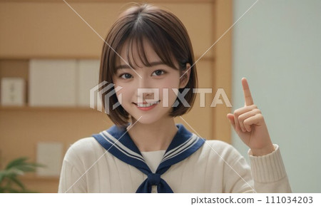 [人物]女學生插畫素材（AI生成影像） 111034203