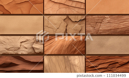 Earth color sand and stone collection AI image 111034499