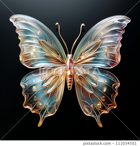 由美麗的刻花玻璃AI圖像製成的蝴蝶裝飾品 由美麗的刻花玻璃AI圖像製成的蝴蝶裝飾品 111034581
