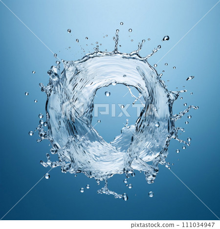 White round splash of water on blue background AI Generated White round splash of water on blue background AI Generated 111034947