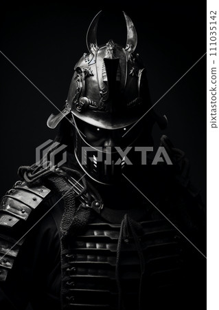 Monochrome portrait of a warrior AI image 111035142