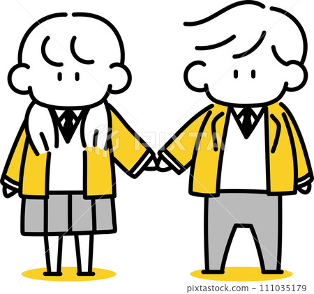 男女學生手牽手 111035179