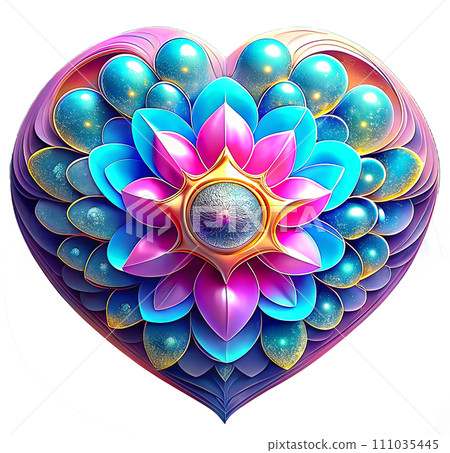 AI-generated content. 3D neon holo colored heart object in Y2K style. Trendy futuristic and vibrant Asian floral element for abstract designs, web, print, and creative projects AI-generated content. 3D neon holo colored heart object in Y2K style. Trendy futuristic and vibrant Asian floral element for abstract designs, web, print, and creative projects 111035445