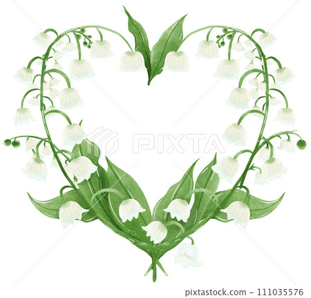 lilies of the valley frame heart shaped wreath Hand Drawn Watercolor illustration of spring flowers botanical drawing postcards, invitations to weddings, birthdays, spring and summer lilies of the valley frame heart shaped wreath Hand Drawn Watercolor illustration of spring flowers botanical drawing postcards, invitations to weddings, birthdays, spring and summer 111035576