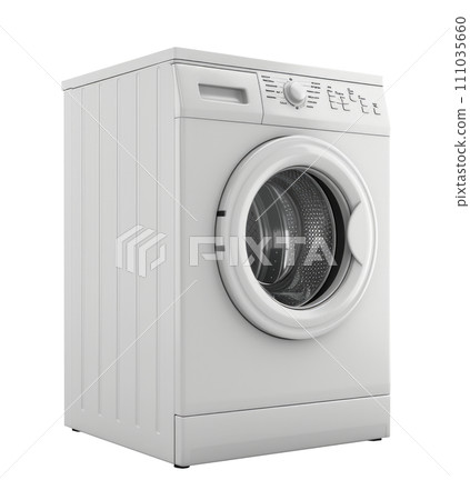 White washing machine stands isolated 111035660