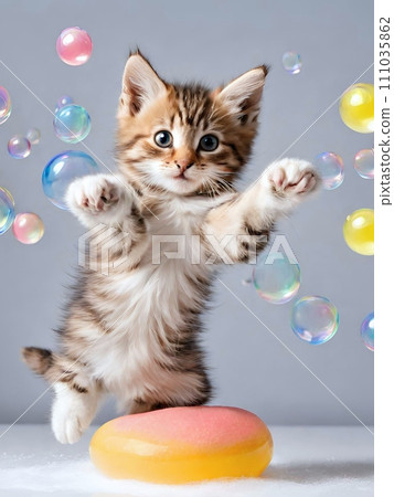 小貓玩肥皂泡 小貓玩肥皂泡 111035862