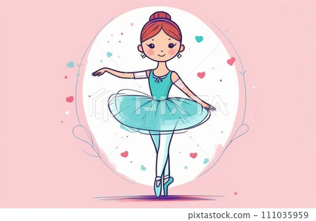 Hand drawn beautiful, lovely, little ballerina girl 111035959