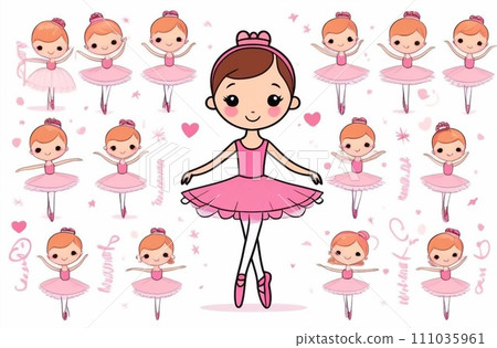 Hand drawn beautiful, lovely, little ballerina girl 111035961